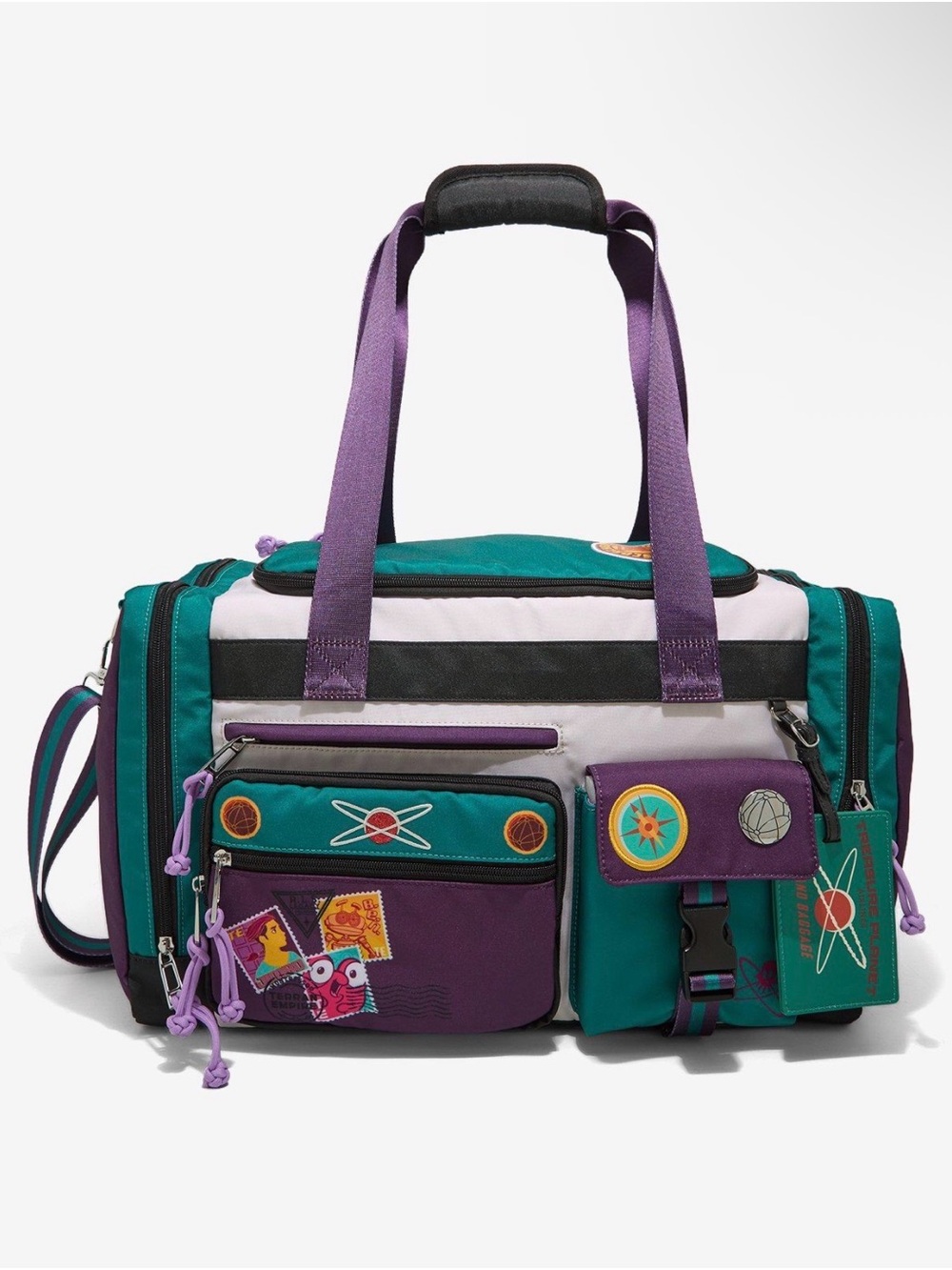 New Disney Treasure Planet Character Stamps Color Block Duffle Bag